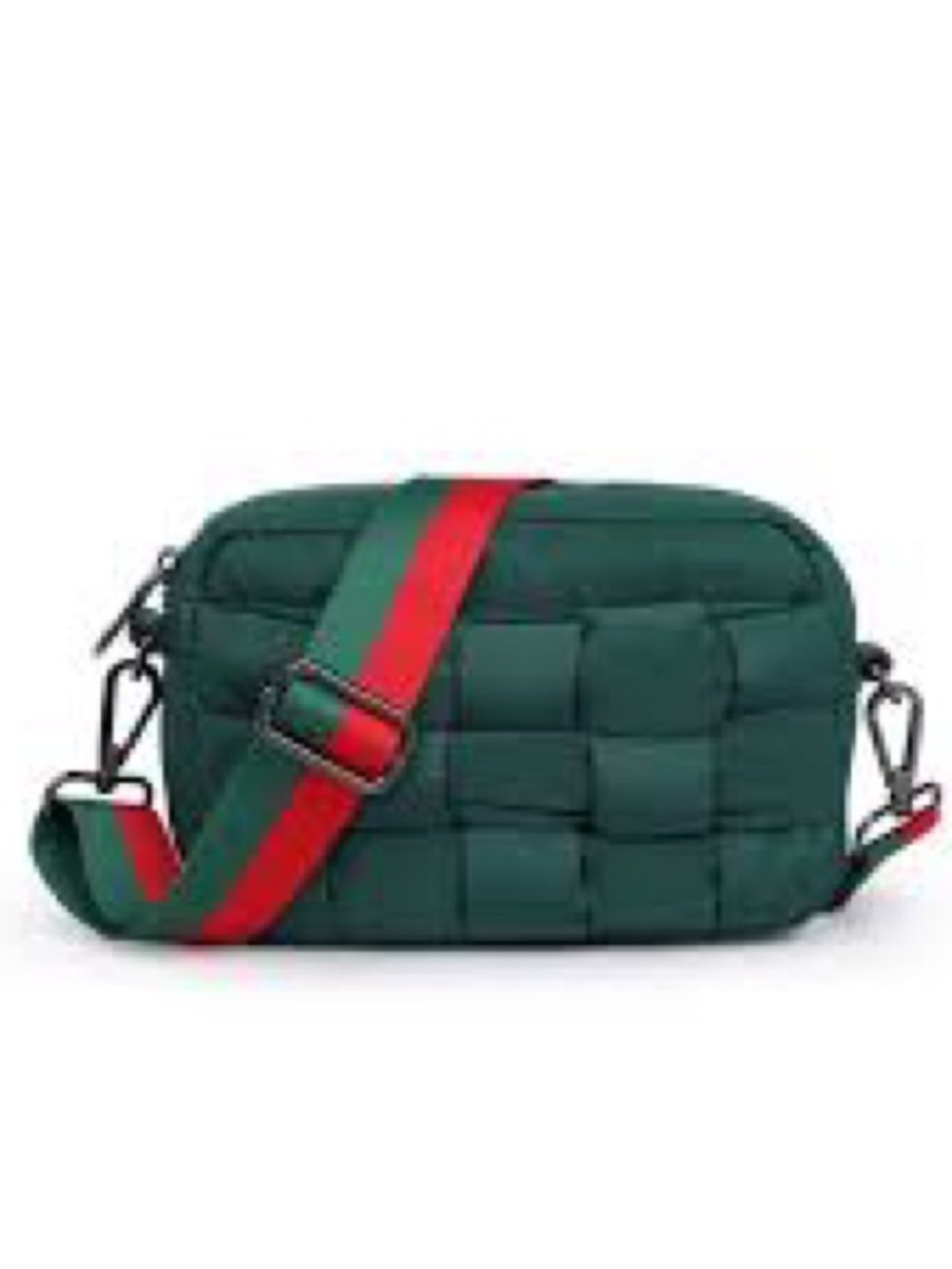SOL AND SELENE women's woven crossbody bag in kelly green